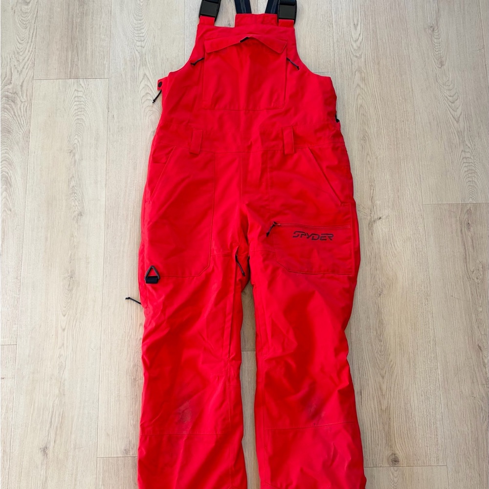 Spyder Red and Black Ski Bibs with Spider Logo